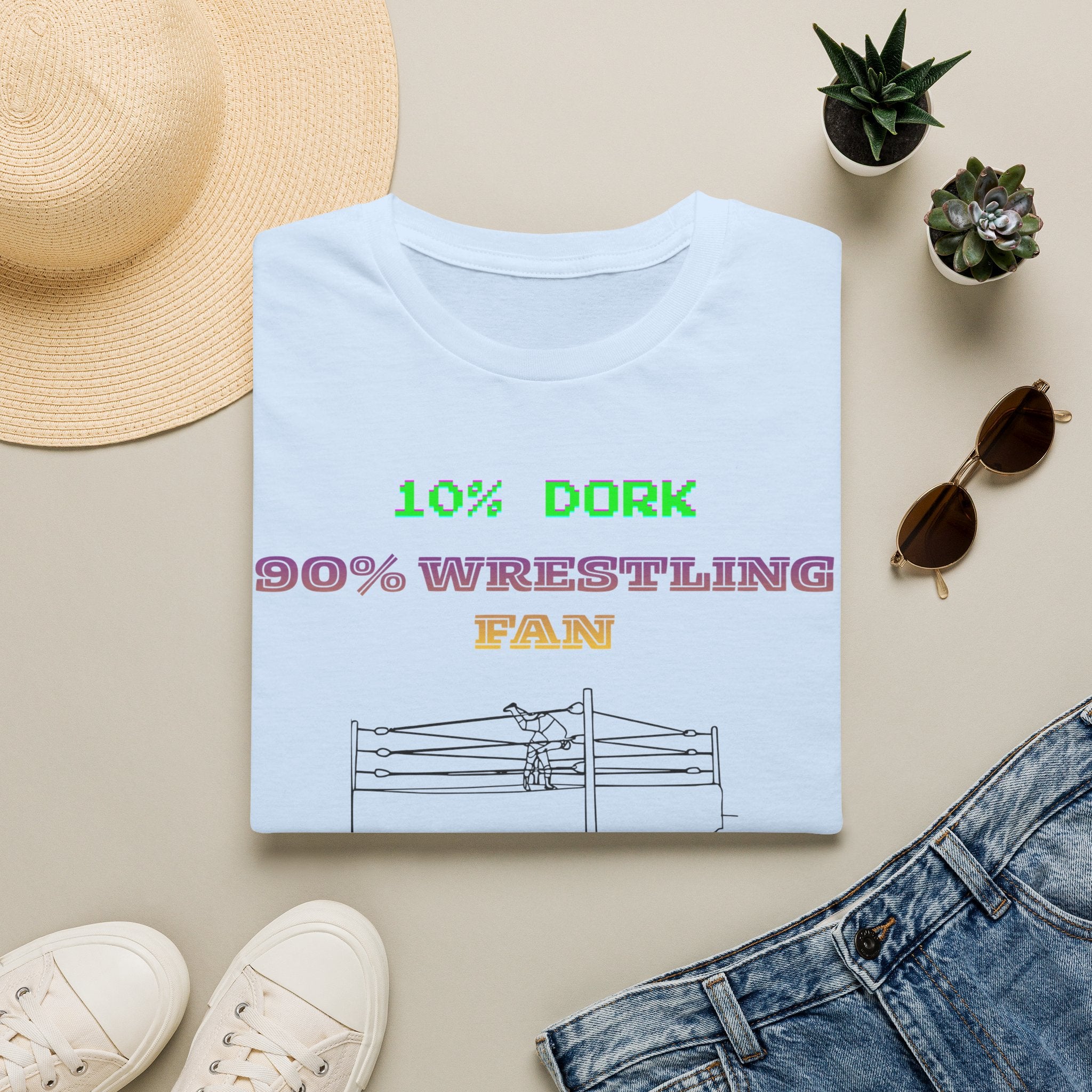 Wrestling Fan T-Shirt — "10% Dork 90% Wrestling Fan" Retro Ring Design