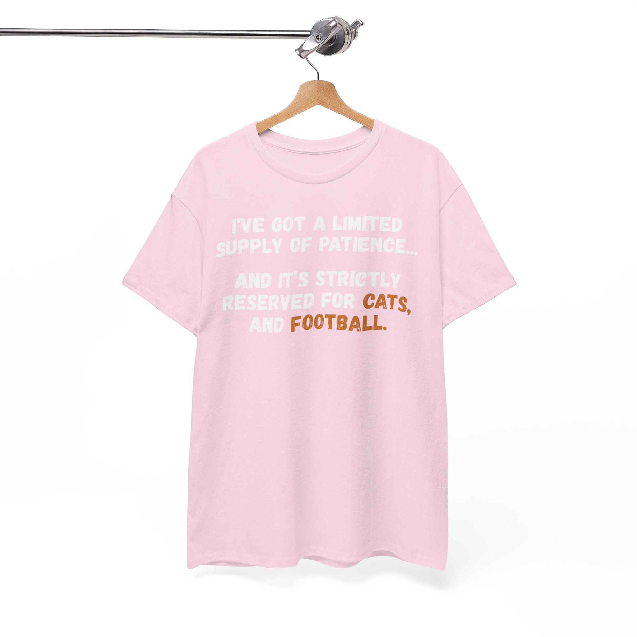 Limited Patience Tee — "Reserved for Cats and Football" Graphic Shirt