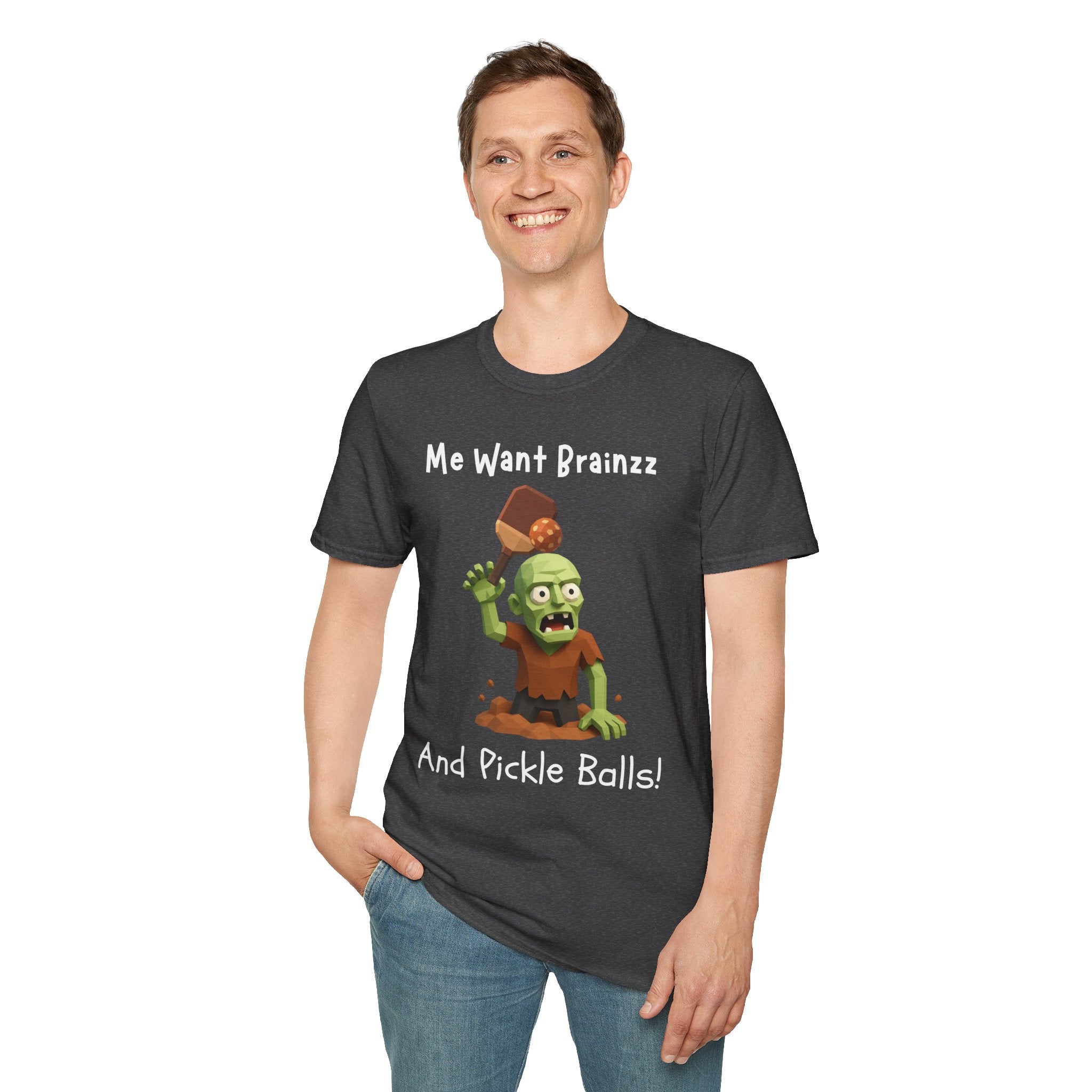 Me Want Brainzz Zombie T‑Shirt — Funny Pickleball Zombie Tee
