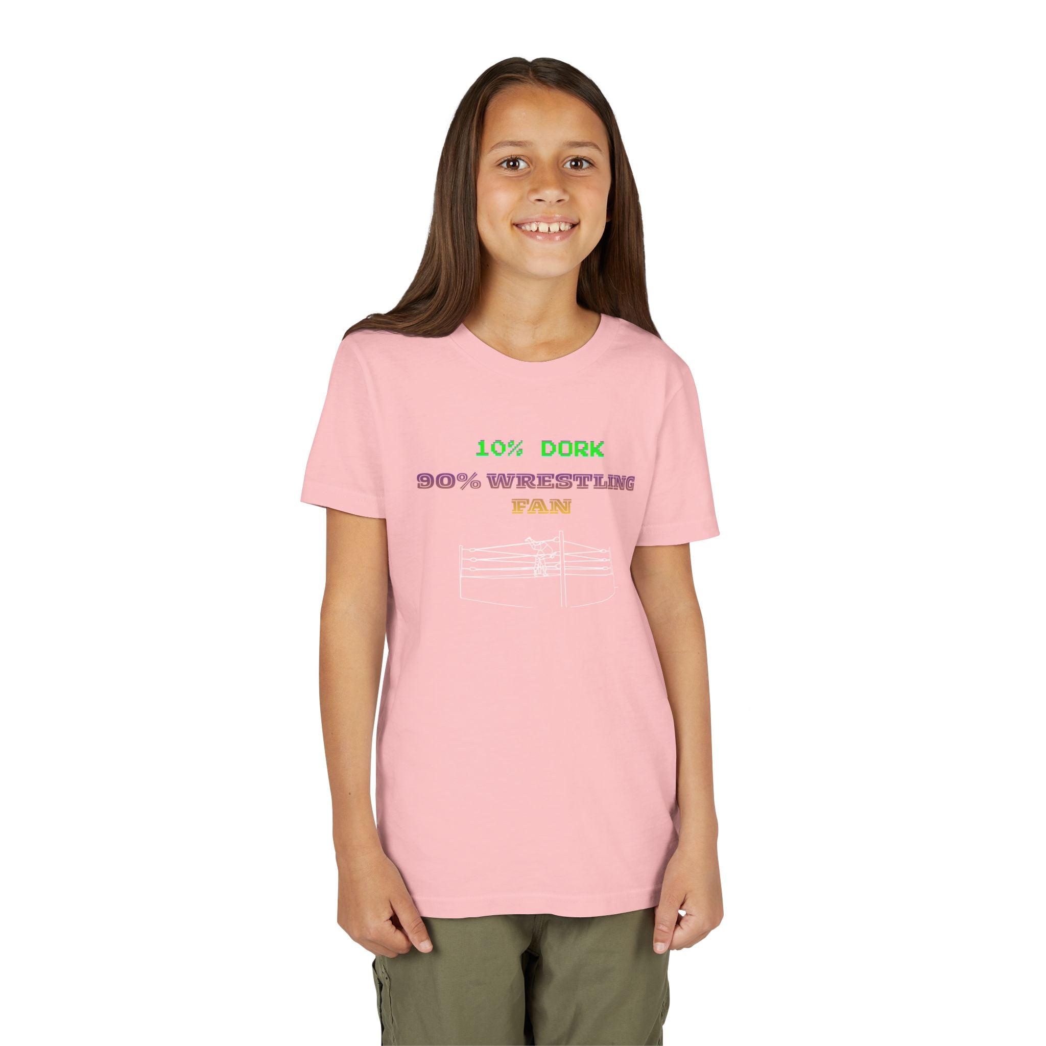 Youth Wrestling Tee - "10% Dork 90% Wrestling Fan" Kids Short Sleeve Shirt
