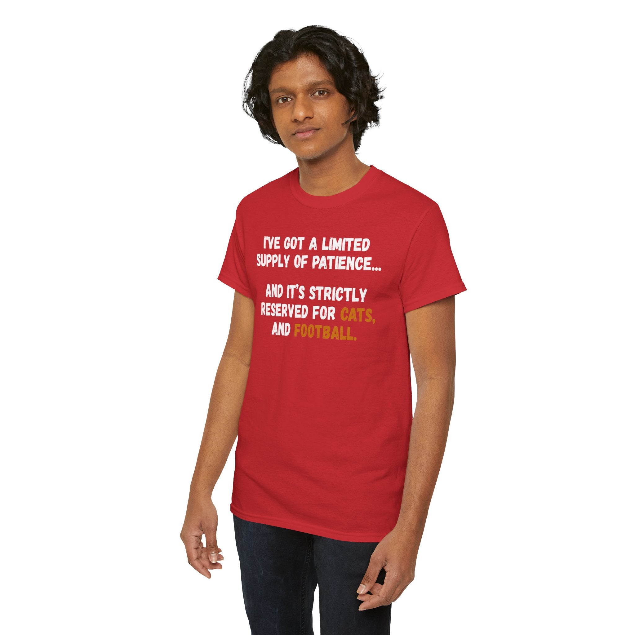Limited Patience Tee — "Reserved for Cats and Football" Graphic Shirt
