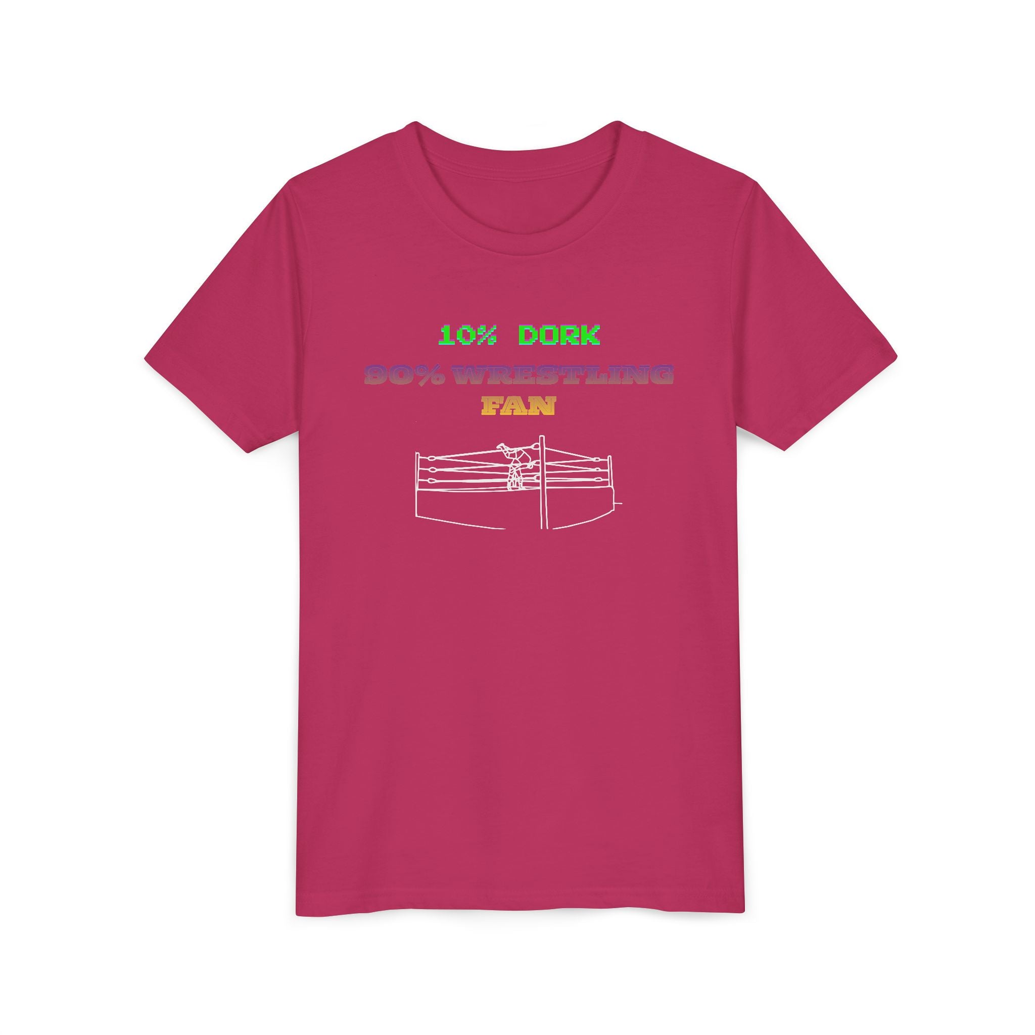 Youth Wrestling Tee - "10% Dork 90% Wrestling Fan" Kids Short Sleeve Shirt