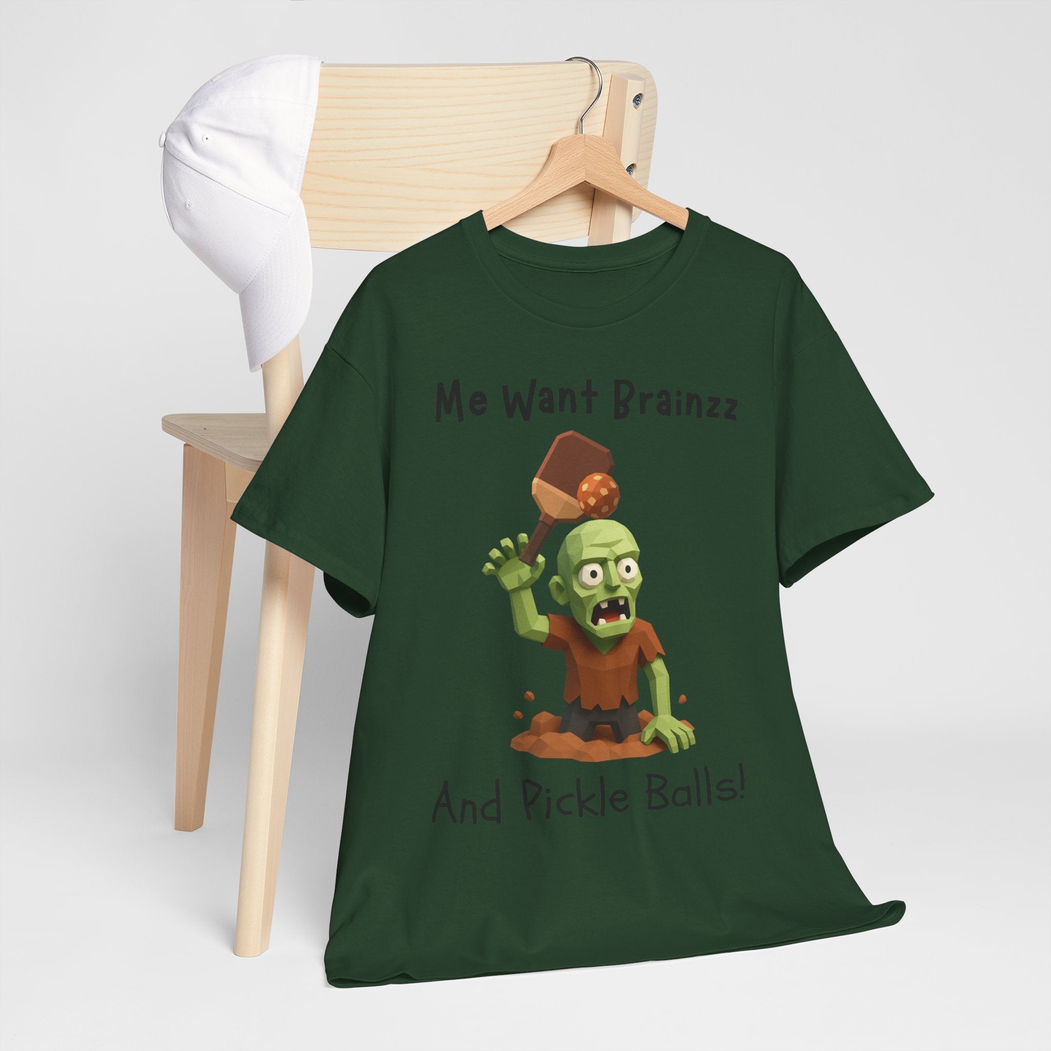 Zombie Graphic Tee — "Me Want Brainzz and Pickle Balls!" Funny Halloween T‑Shirt
