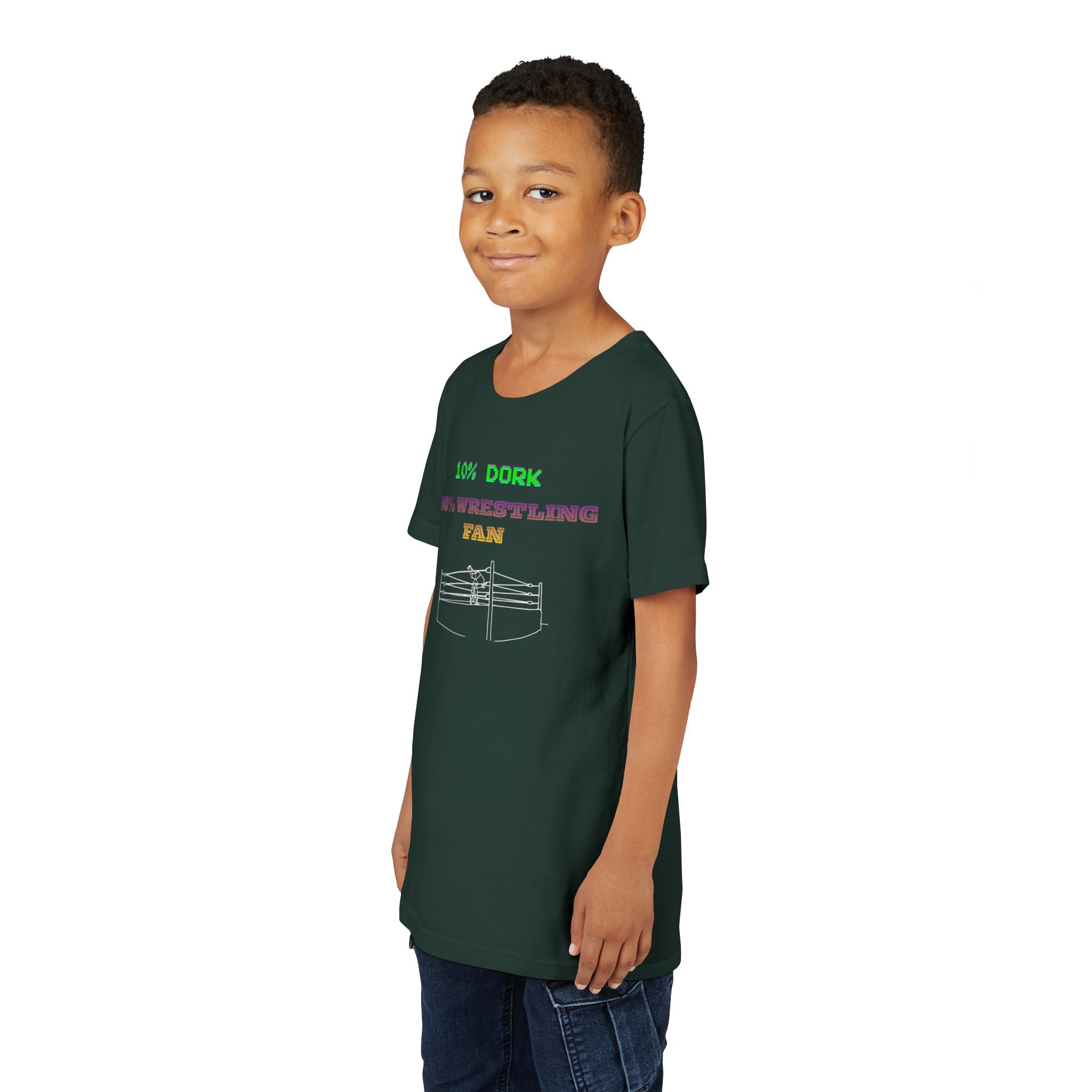 Youth Wrestling Tee - "10% Dork 90% Wrestling Fan" Kids Short Sleeve Shirt
