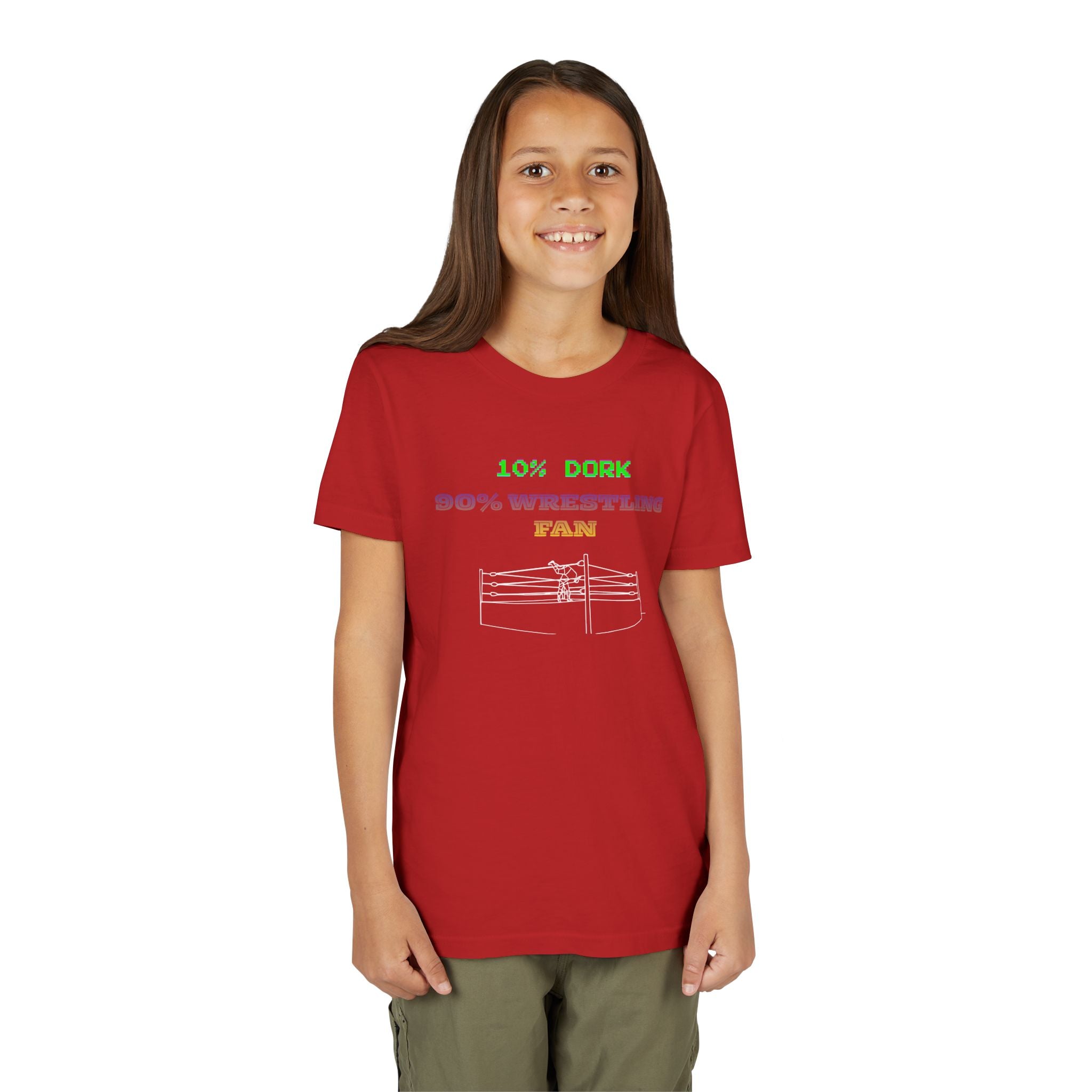 Youth Wrestling Tee - "10% Dork 90% Wrestling Fan" Kids Short Sleeve Shirt