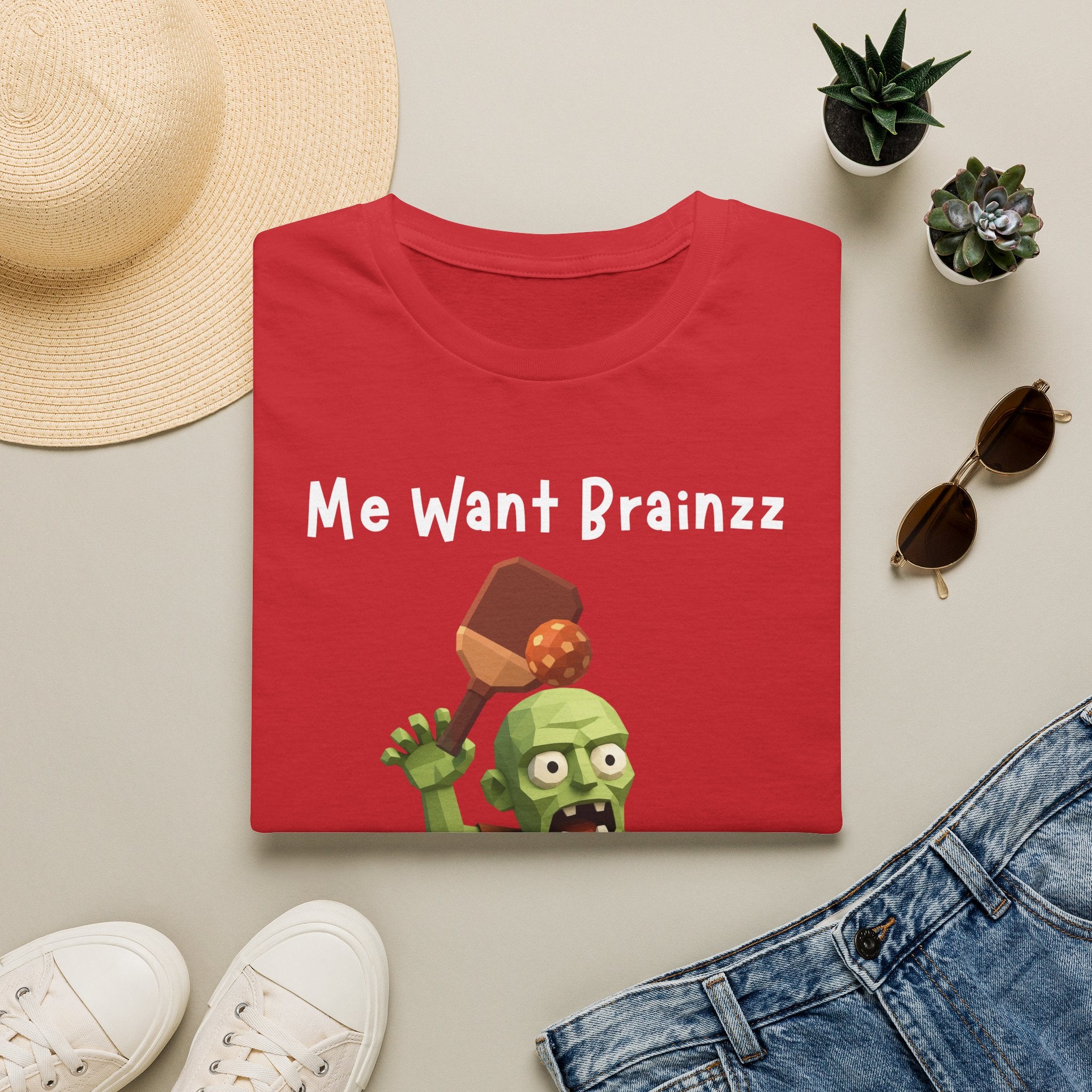Me Want Brainzz Zombie T‑Shirt — Funny Pickleball Zombie Tee