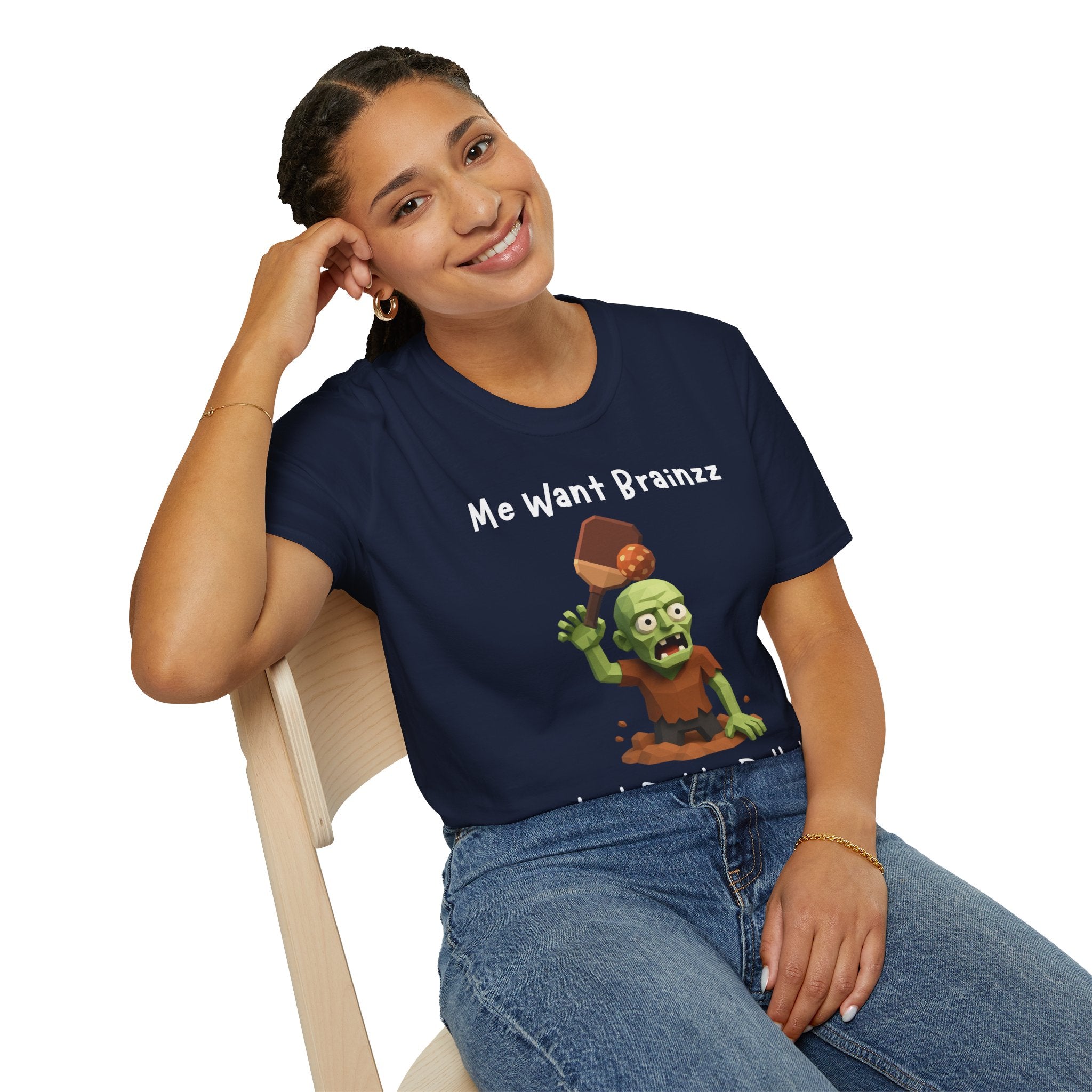 Me Want Brainzz Zombie T‑Shirt — Funny Pickleball Zombie Tee