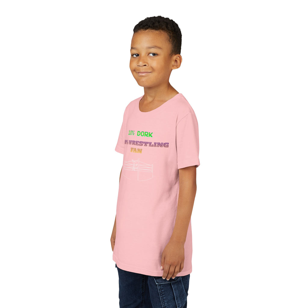 Youth Wrestling Tee - "10% Dork 90% Wrestling Fan" Kids Short Sleeve Shirt
