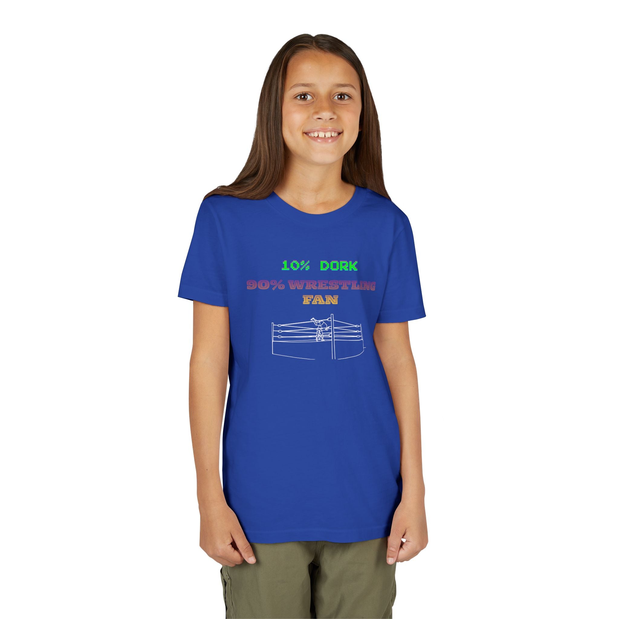 Youth Wrestling Tee - "10% Dork 90% Wrestling Fan" Kids Short Sleeve Shirt