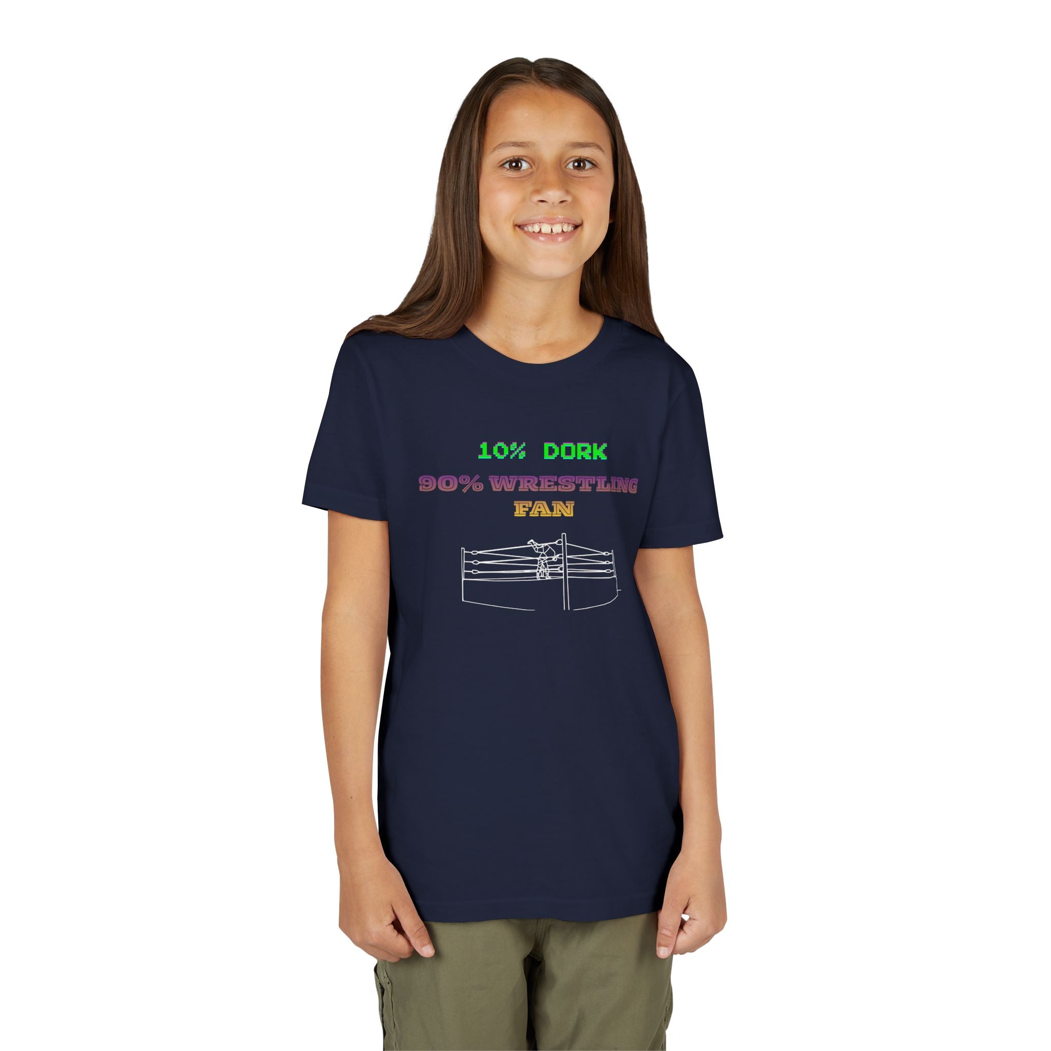 Youth Wrestling Tee - "10% Dork 90% Wrestling Fan" Kids Short Sleeve Shirt