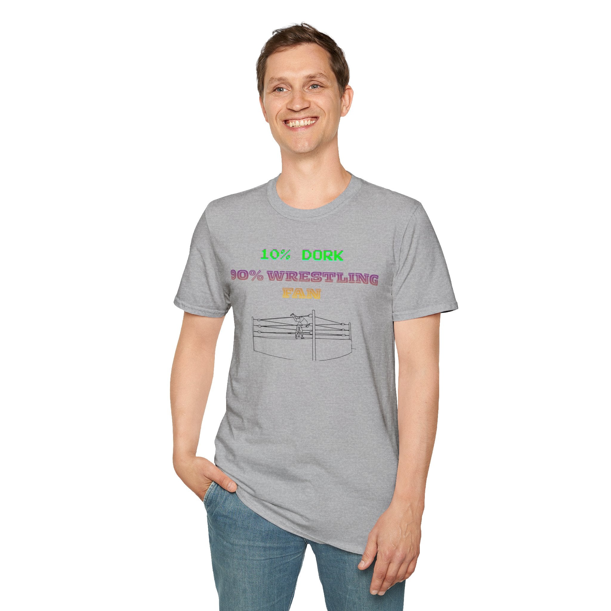 Wrestling Fan T-Shirt — "10% Dork 90% Wrestling Fan" Retro Ring Design