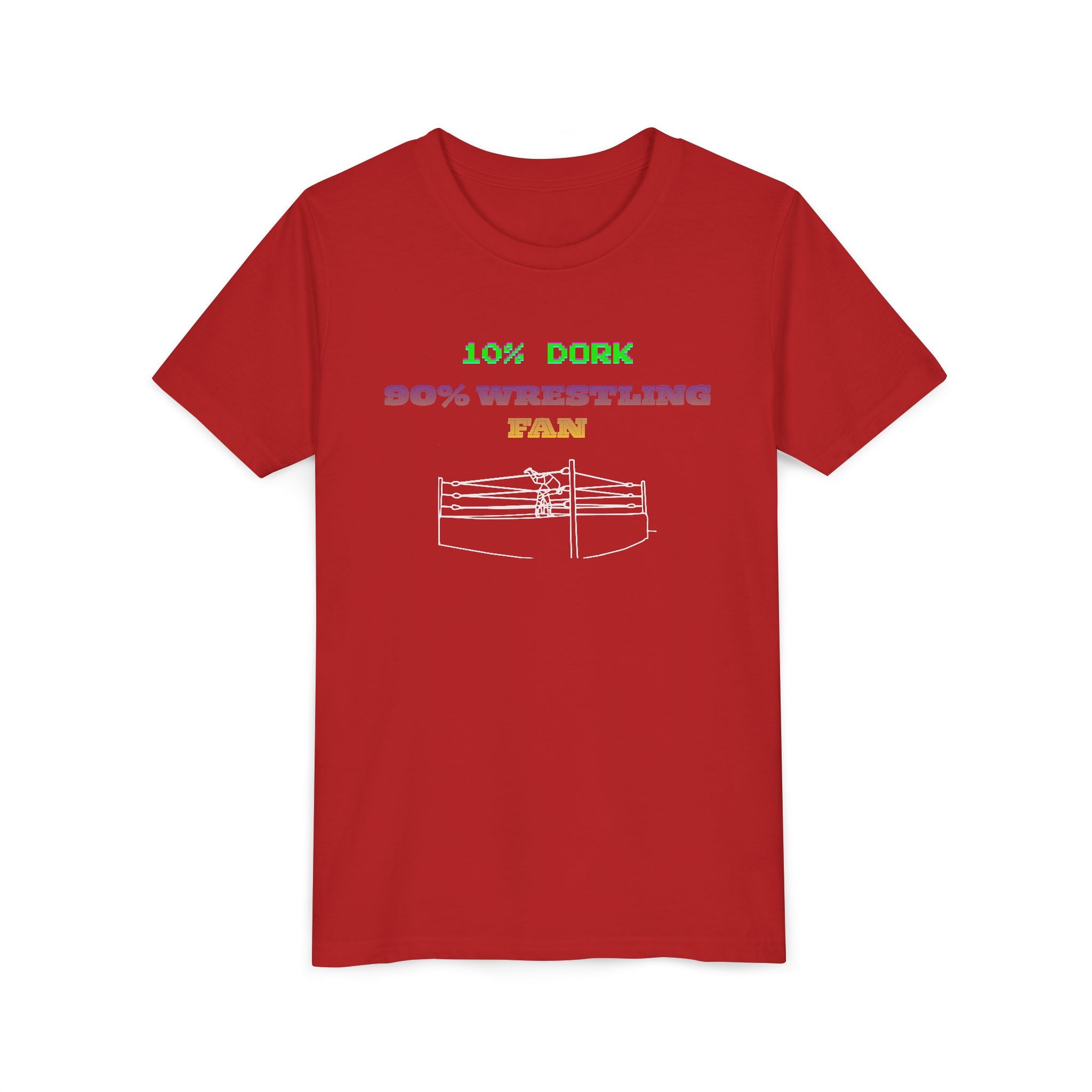 Youth Wrestling Tee - "10% Dork 90% Wrestling Fan" Kids Short Sleeve Shirt