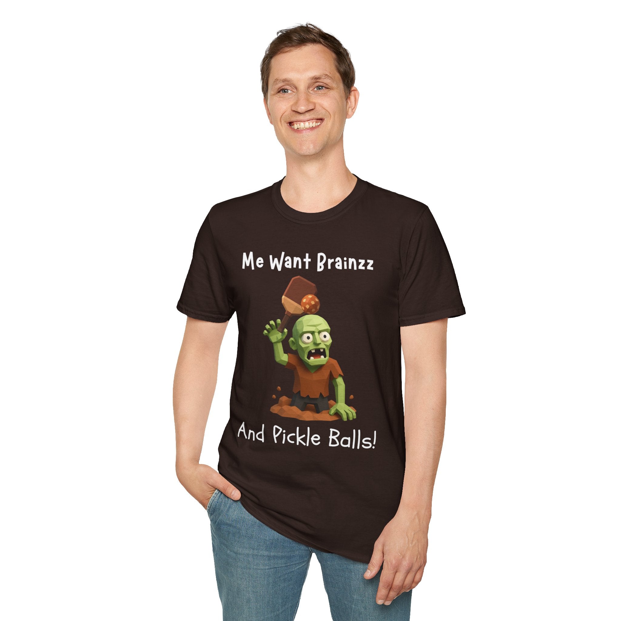Me Want Brainzz Zombie T‑Shirt — Funny Pickleball Zombie Tee