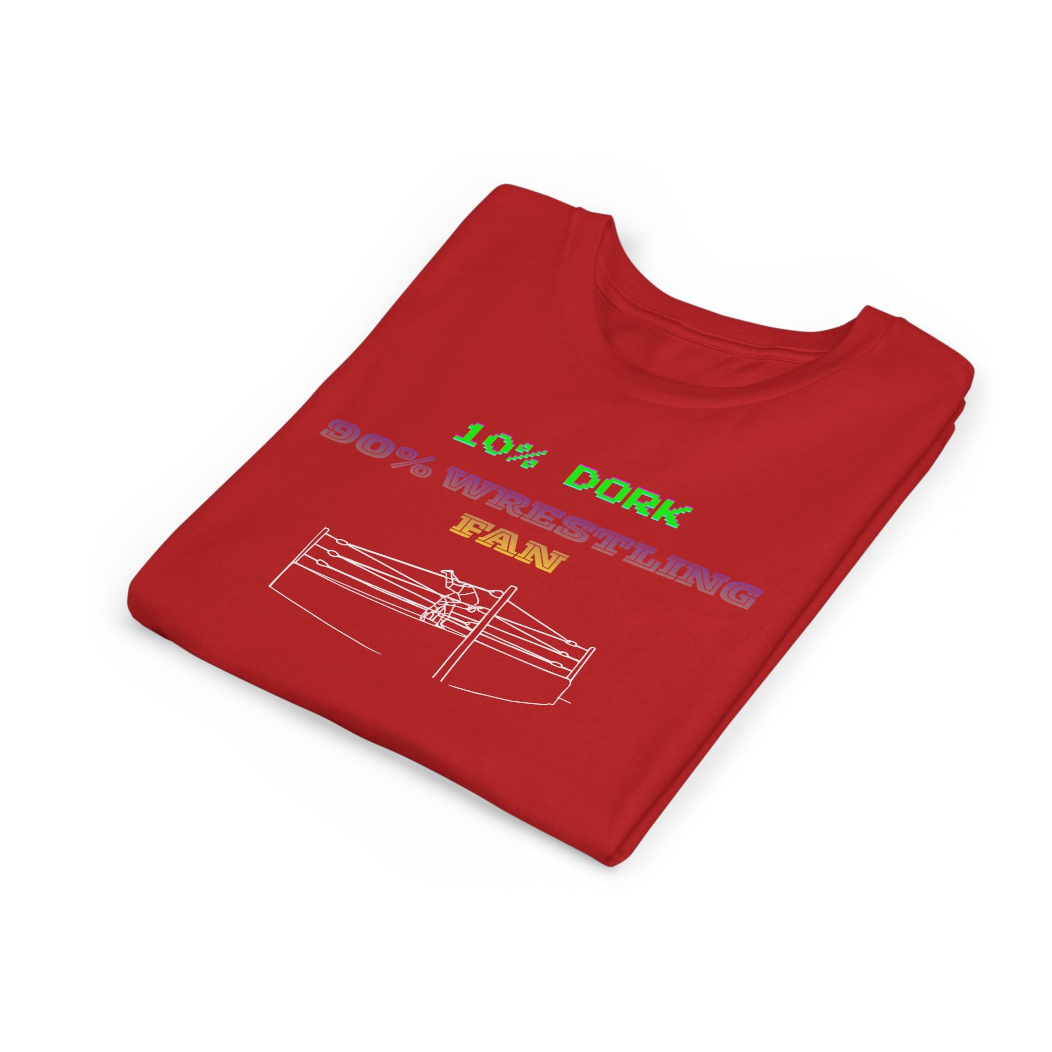 Youth Wrestling Tee - "10% Dork 90% Wrestling Fan" Kids Short Sleeve Shirt