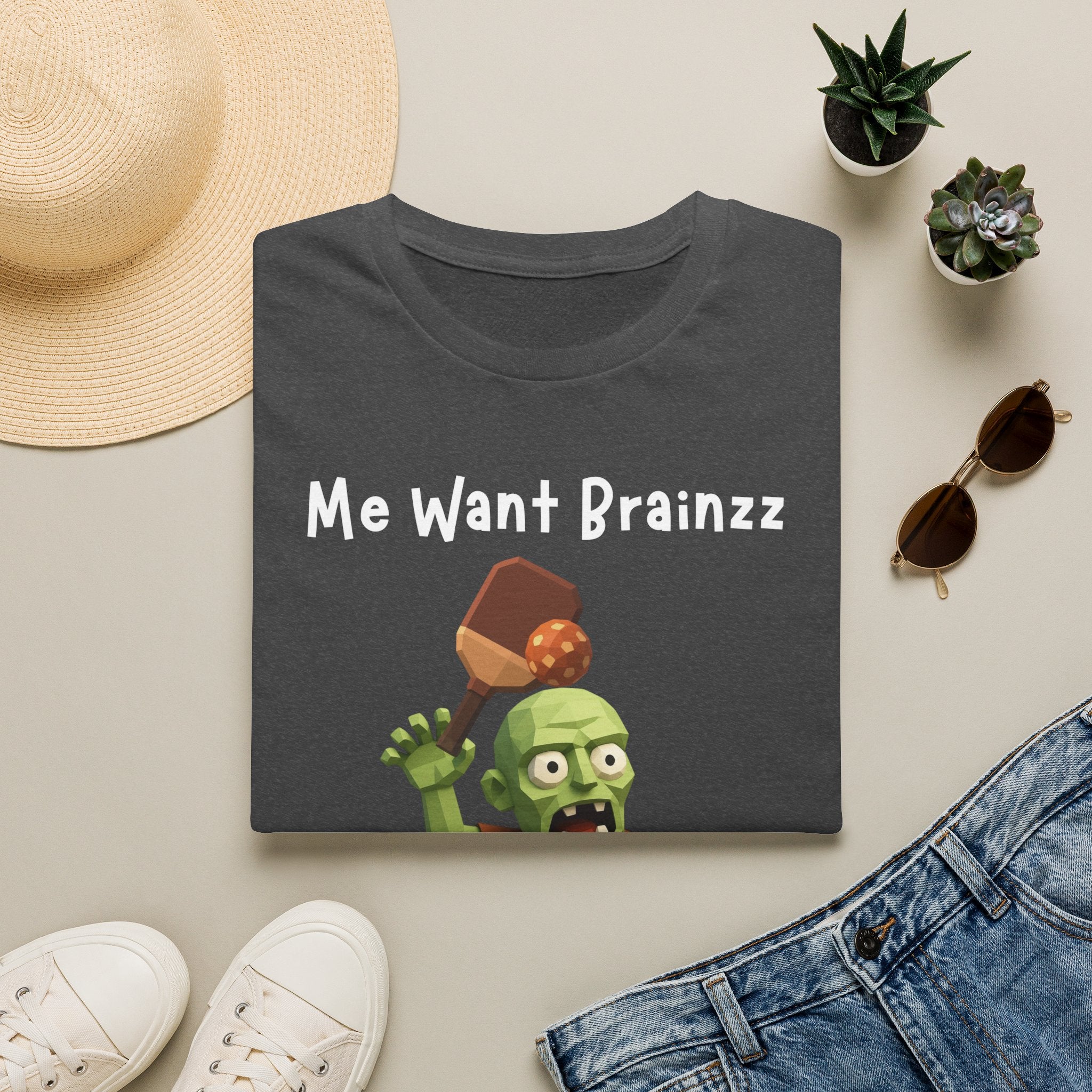 Me Want Brainzz Zombie T‑Shirt — Funny Pickleball Zombie Tee