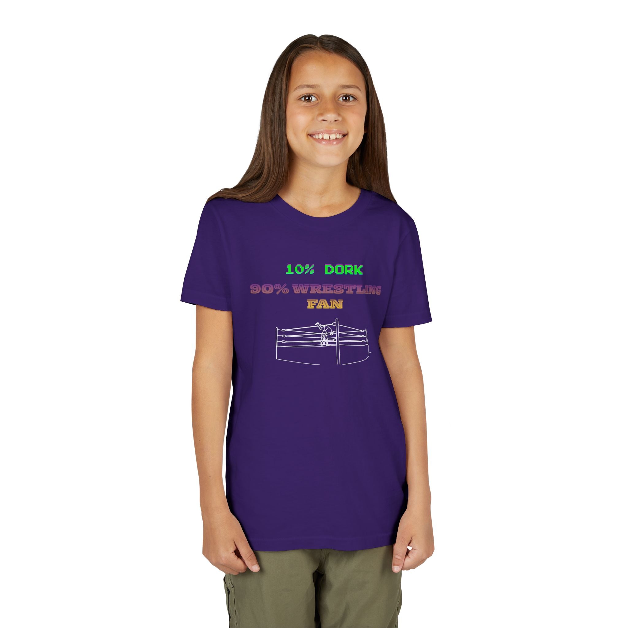 Youth Wrestling Tee - "10% Dork 90% Wrestling Fan" Kids Short Sleeve Shirt