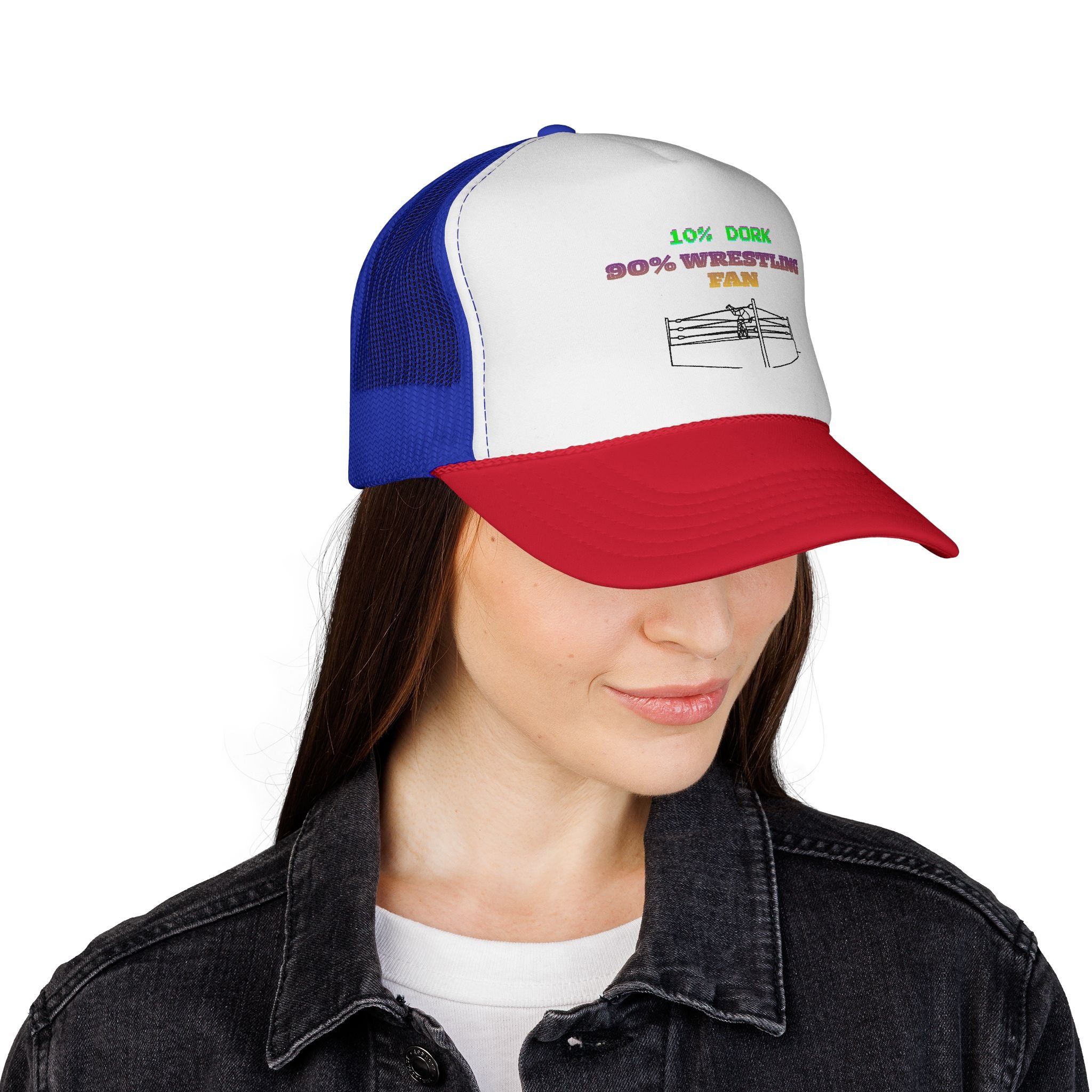 Wrestling Trucker Cap — “10% Dork 90% Wrestling Fan” Mesh Hat