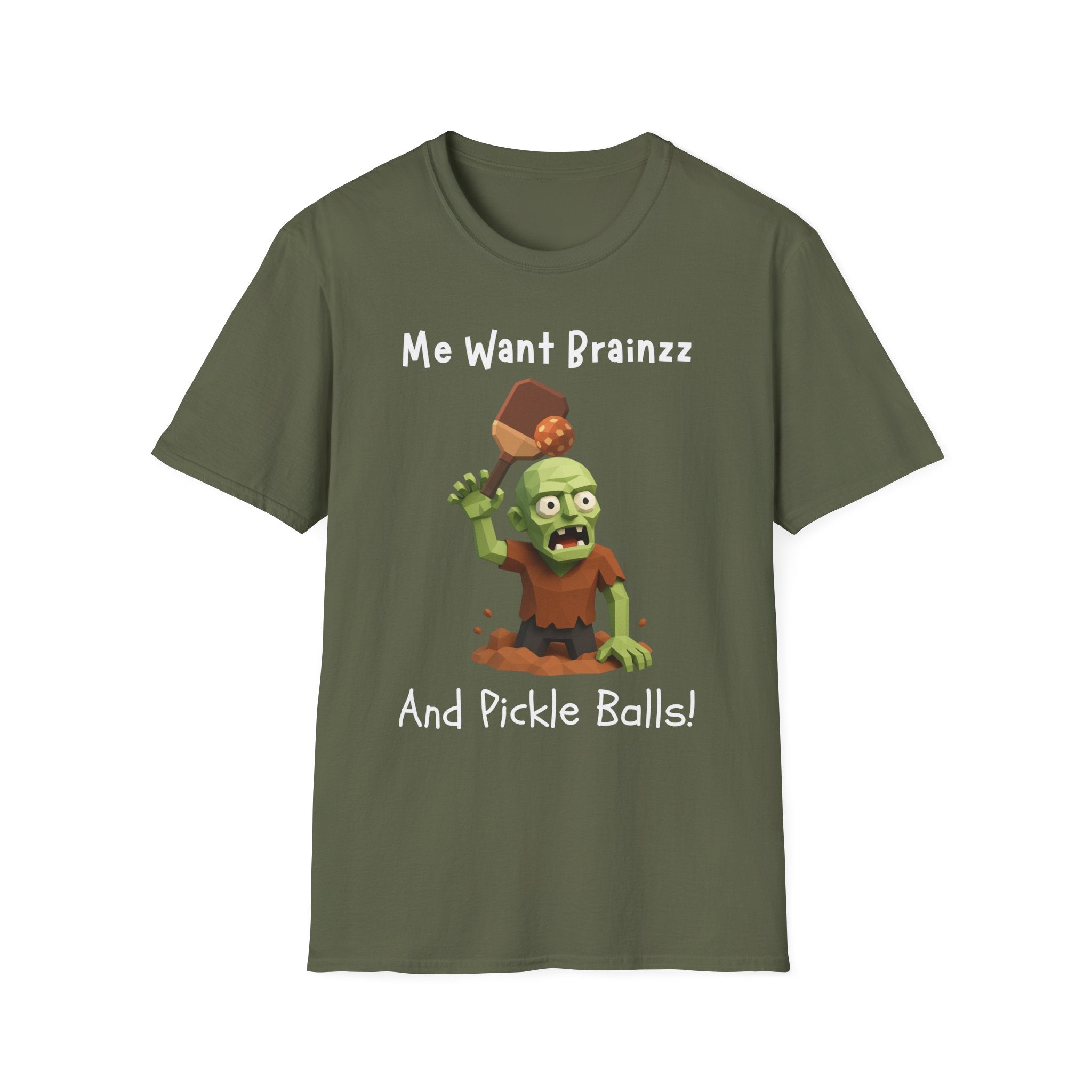 Me Want Brainzz Zombie T‑Shirt — Funny Pickleball Zombie Tee