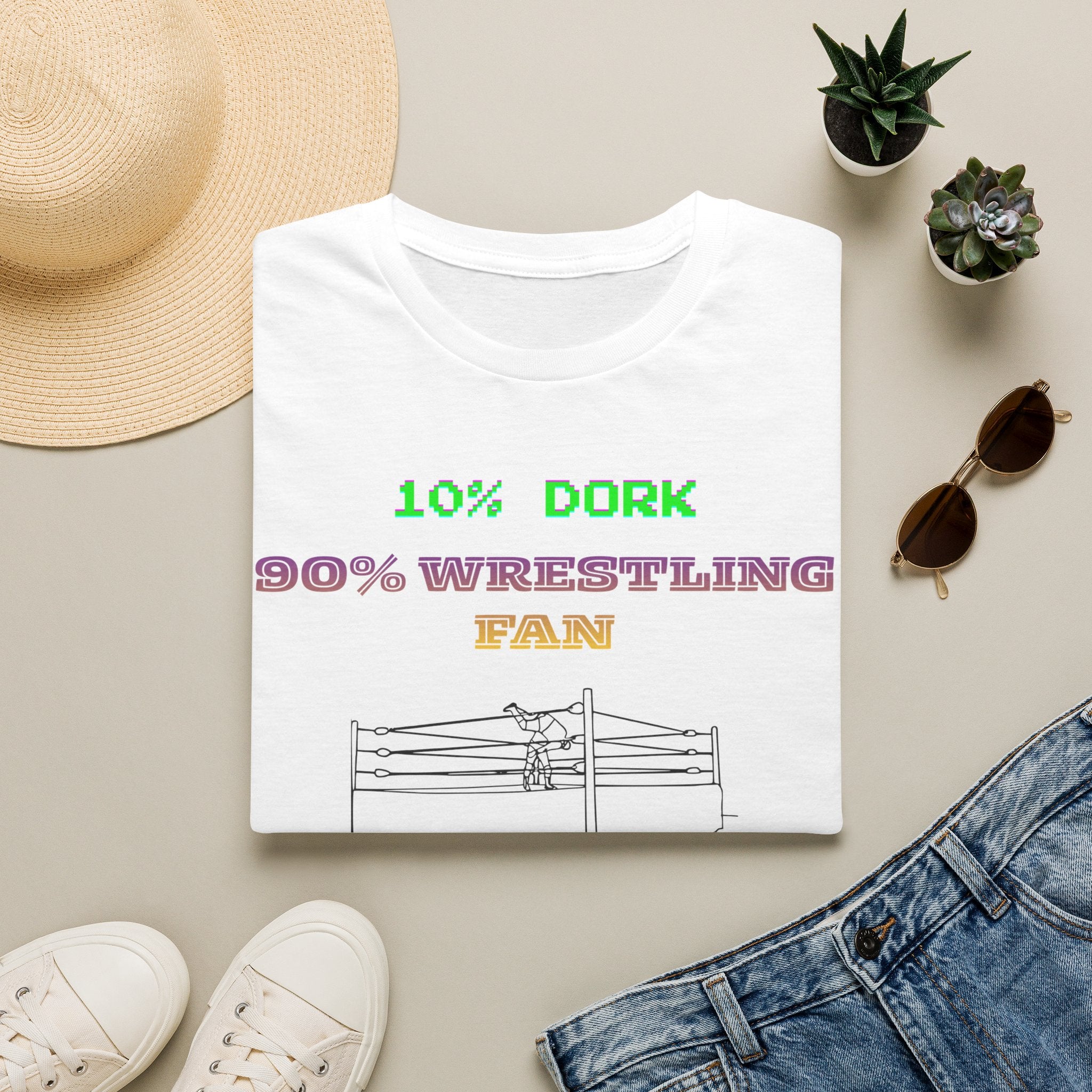 Wrestling Fan T-Shirt — "10% Dork 90% Wrestling Fan" Retro Ring Design