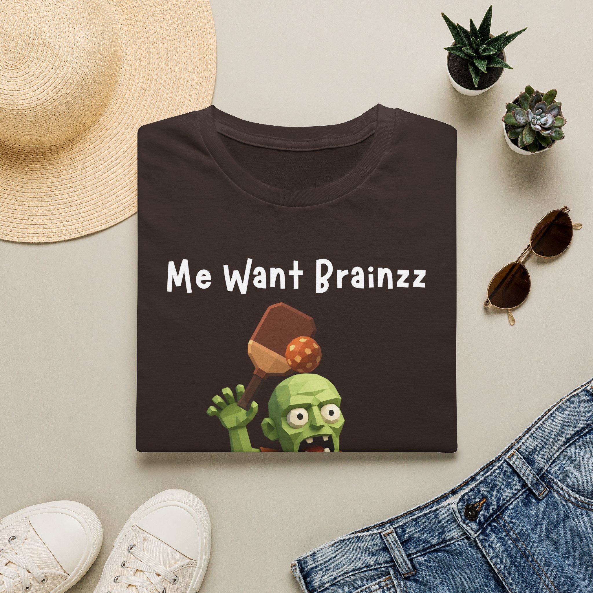 Me Want Brainzz Zombie T‑Shirt — Funny Pickleball Zombie Tee