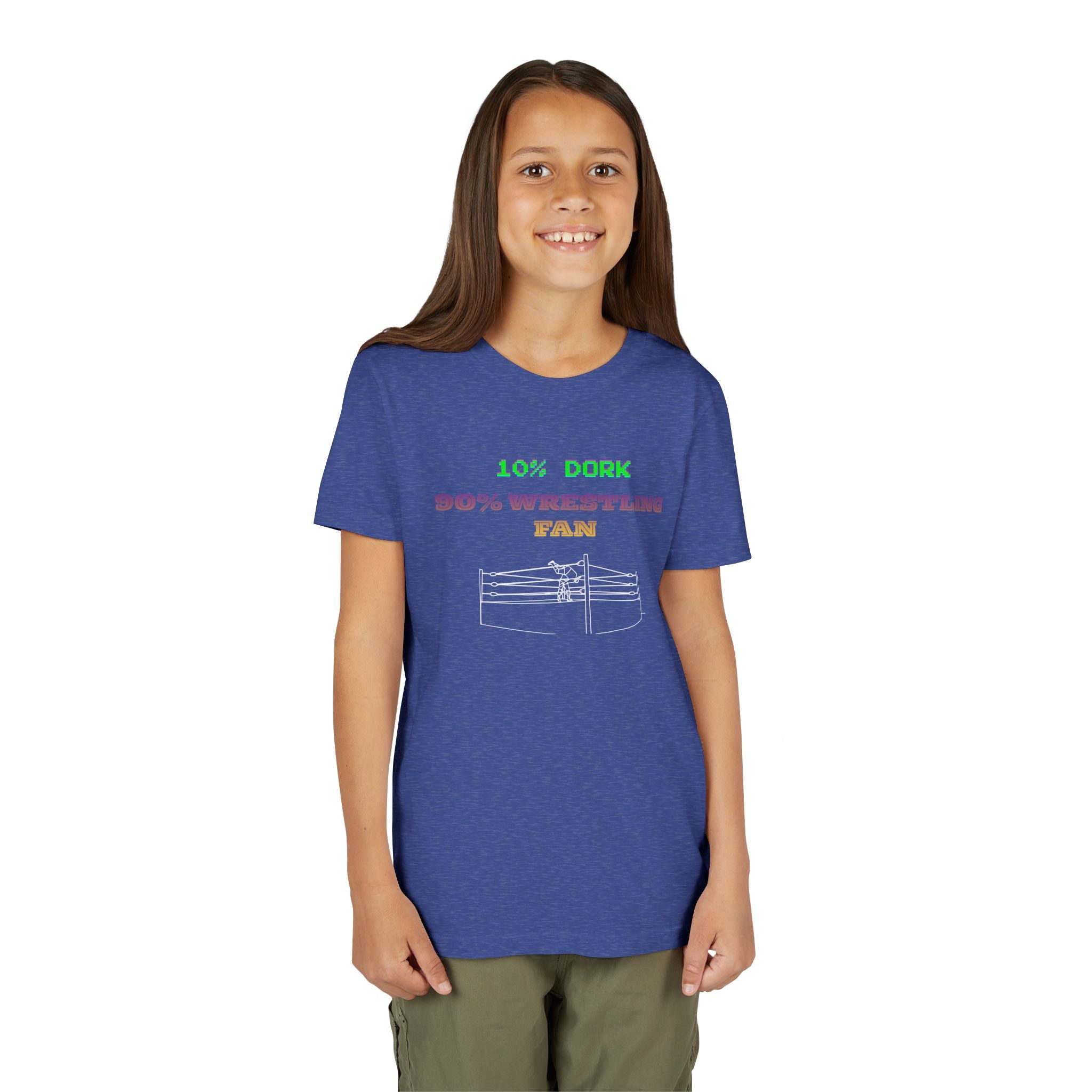 Youth Wrestling Tee - "10% Dork 90% Wrestling Fan" Kids Short Sleeve Shirt