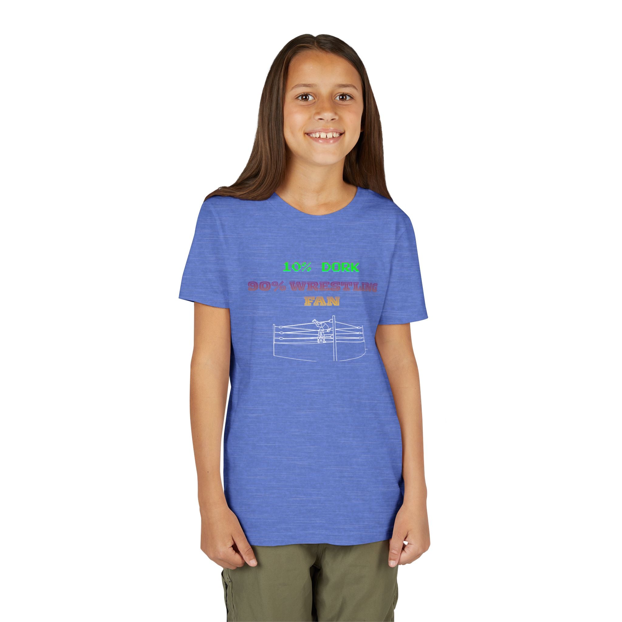 Youth Wrestling Tee - "10% Dork 90% Wrestling Fan" Kids Short Sleeve Shirt