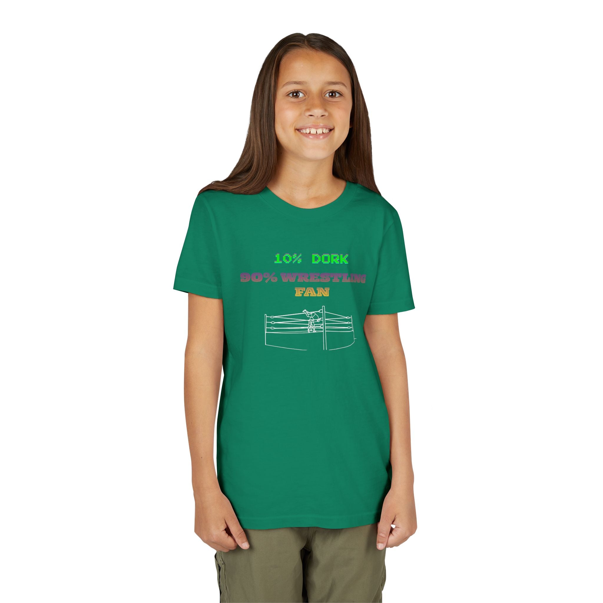 Youth Wrestling Tee - "10% Dork 90% Wrestling Fan" Kids Short Sleeve Shirt