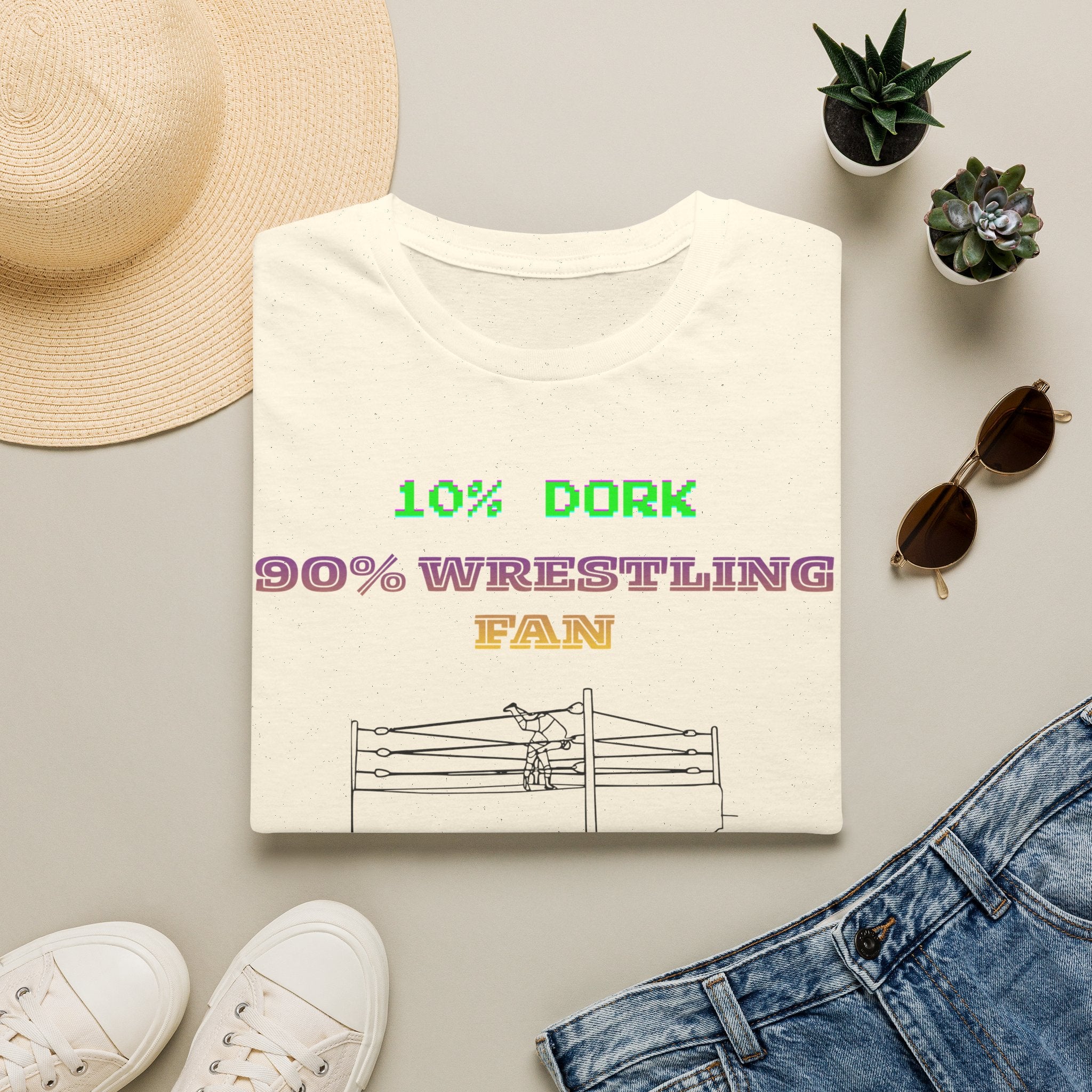 Wrestling Fan T-Shirt — "10% Dork 90% Wrestling Fan" Retro Ring Design