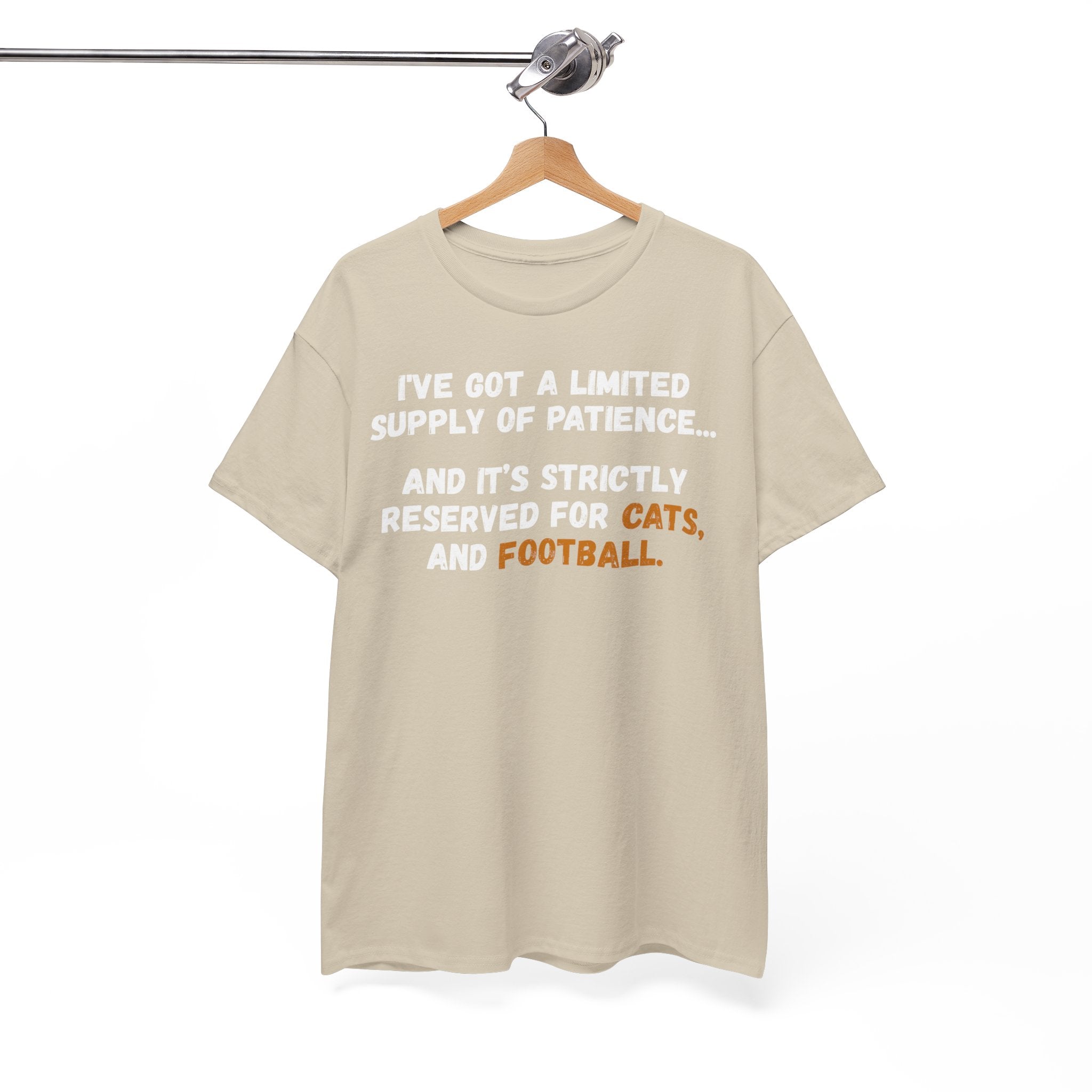 Limited Patience Tee — "Reserved for Cats and Football" Graphic Shirt