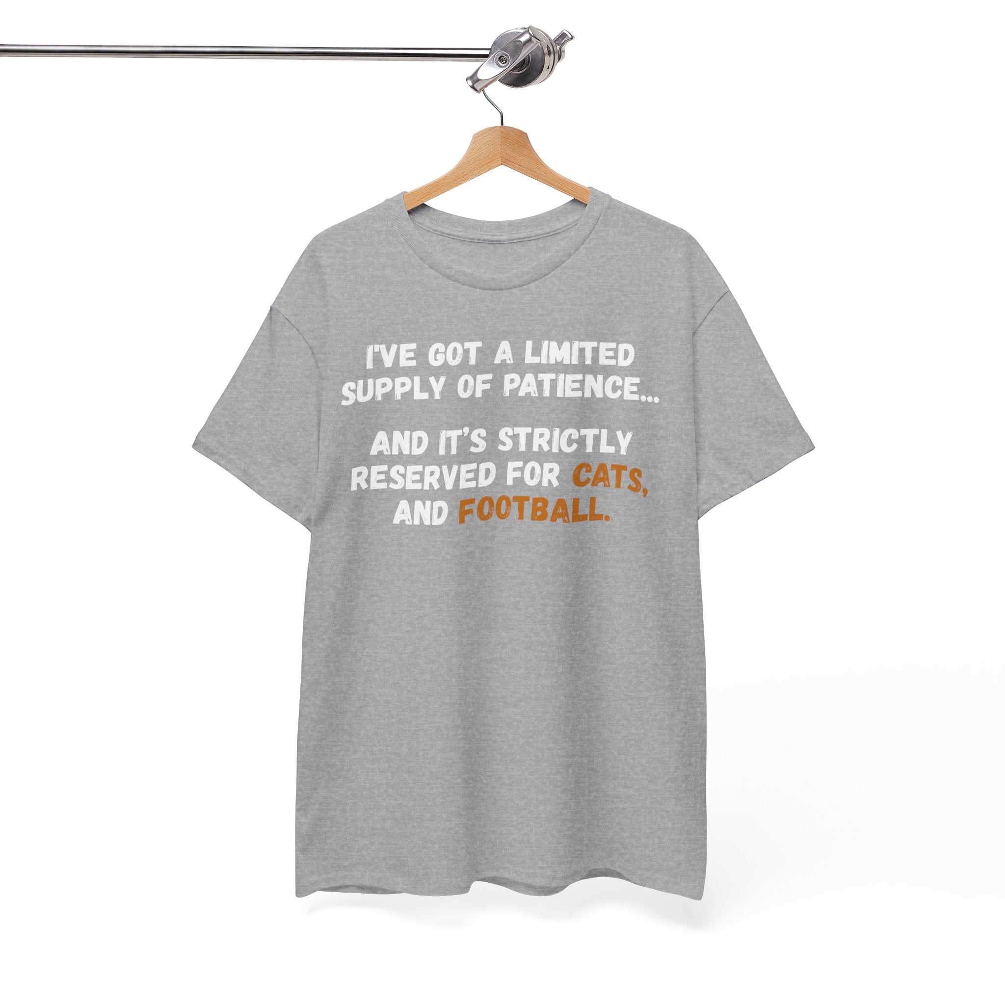 Limited Patience Tee — "Reserved for Cats and Football" Graphic Shirt