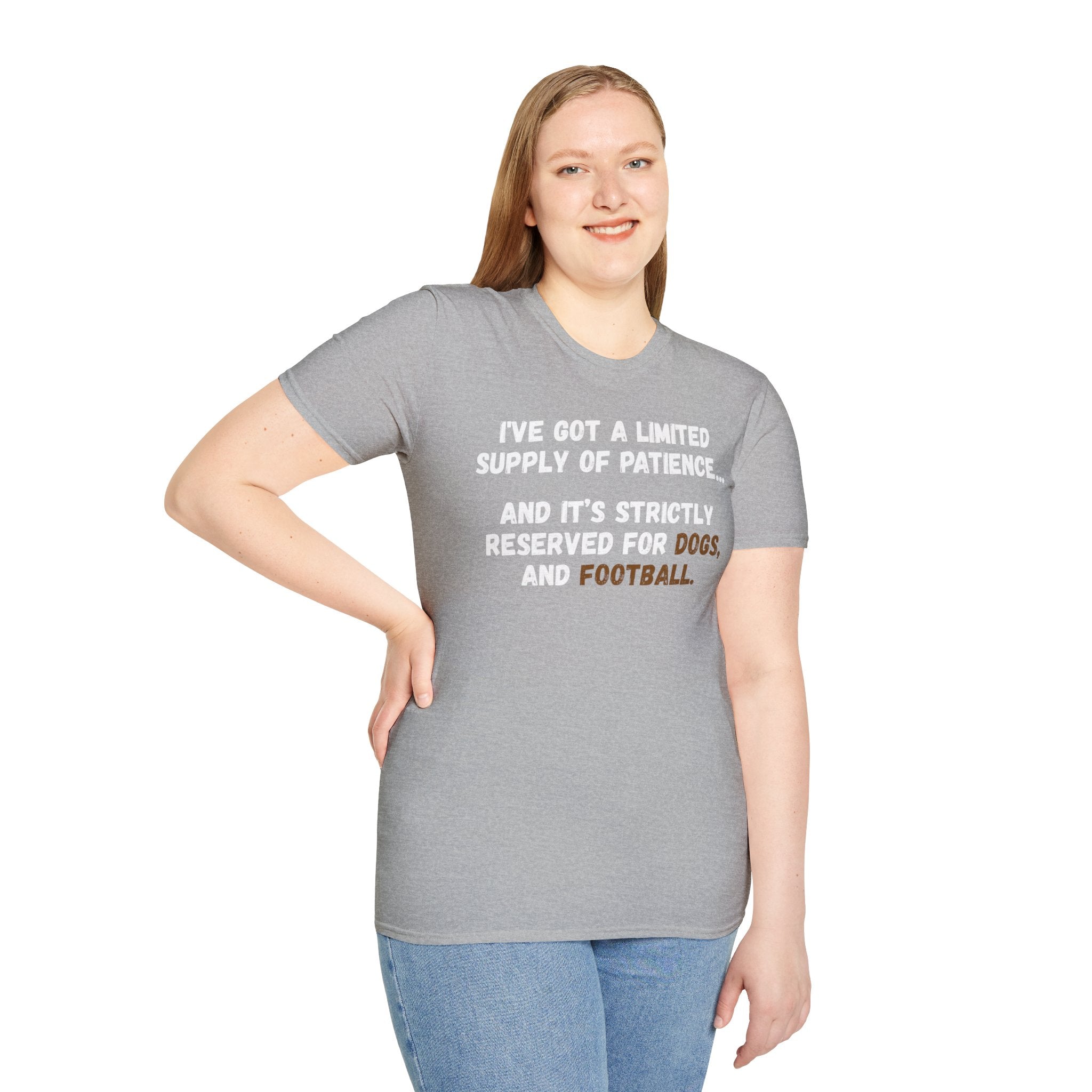 Funny 'Limited Supply of Patience' T-Shirt — Dogs & Football Lover Tee