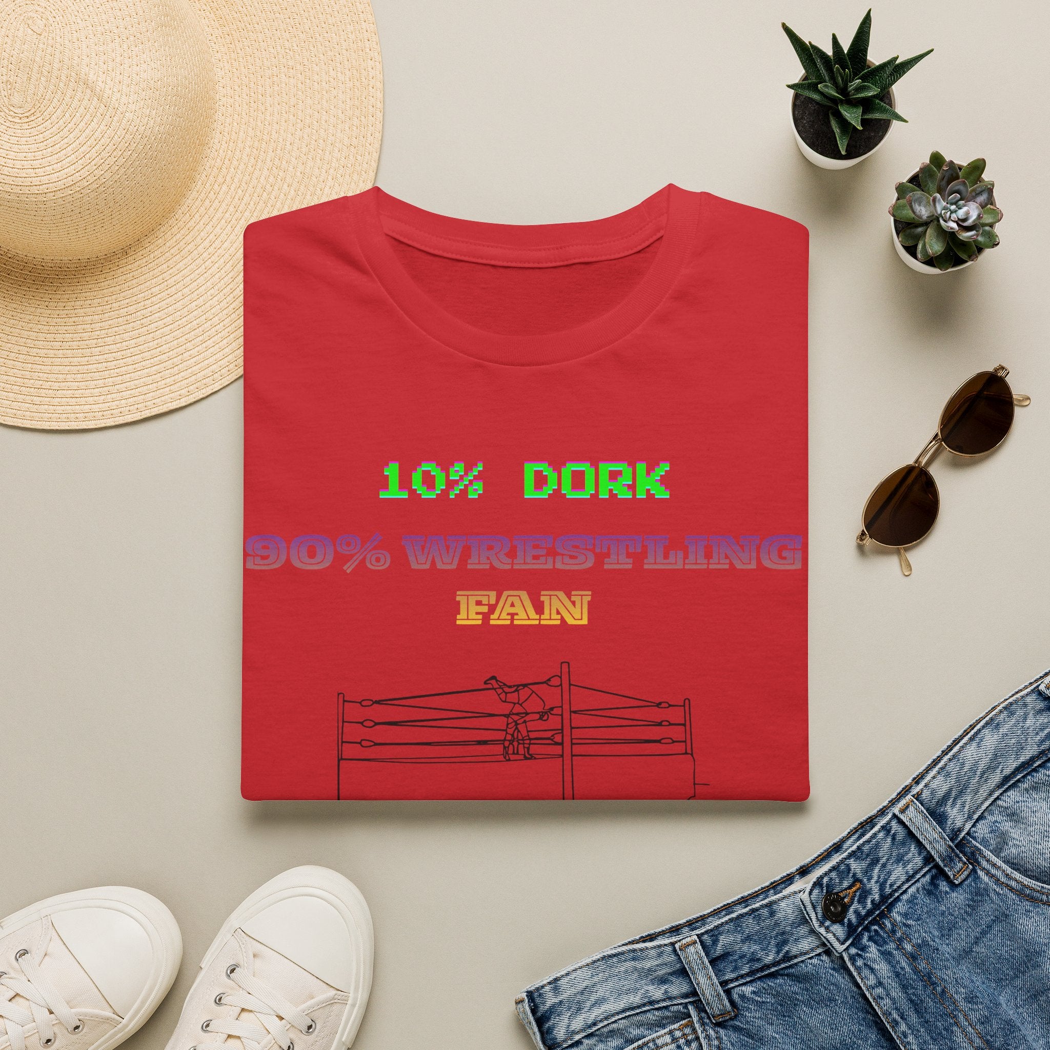 Wrestling Fan T-Shirt — "10% Dork 90% Wrestling Fan" Retro Ring Design
