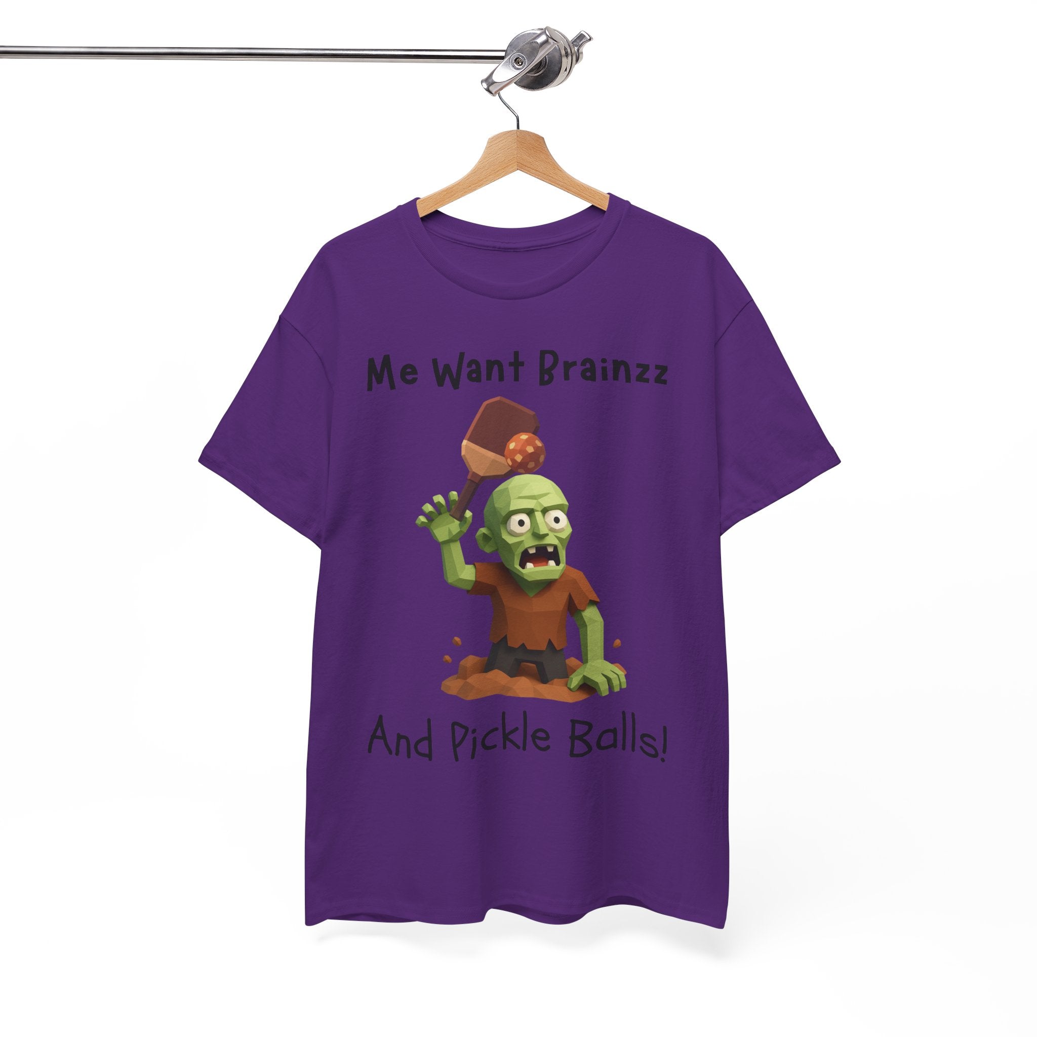 Zombie Graphic Tee — "Me Want Brainzz and Pickle Balls!" Funny Halloween T‑Shirt