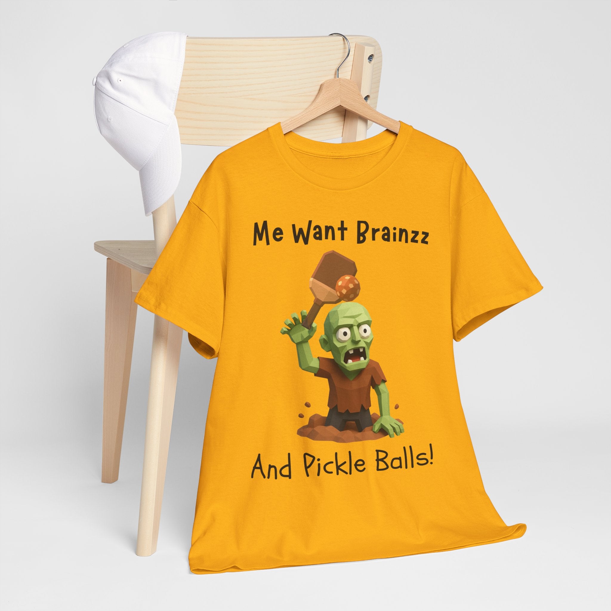 Zombie Graphic Tee — "Me Want Brainzz and Pickle Balls!" Funny Halloween T‑Shirt