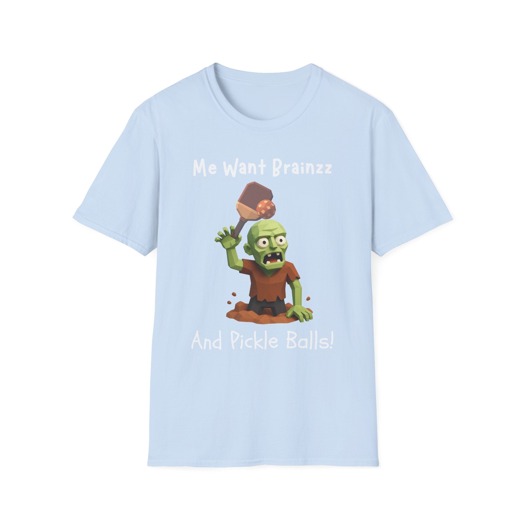 Me Want Brainzz Zombie T‑Shirt — Funny Pickleball Zombie Tee